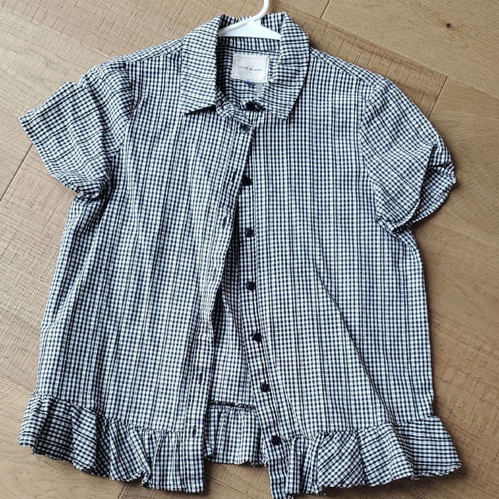 COURT & ROWE Black and White Checkered Top